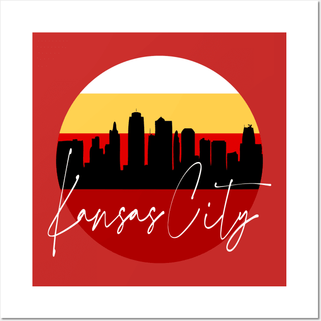 Kansas City Skyline Football Colors Wall Art by funandgames